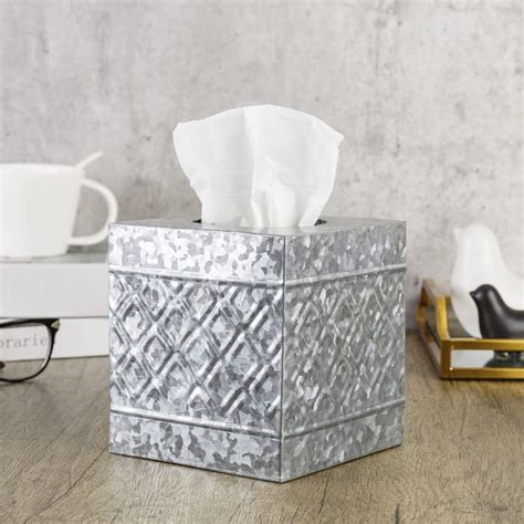 silver metal tissue box holder|galvanized tissue box cover.